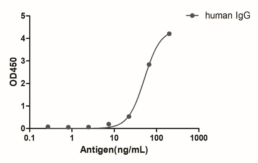 A titer ELISA of human IgG-Anti-Human IgG(Fcγ fragment specific), AlpSdAbs® VHH (Biotin)  