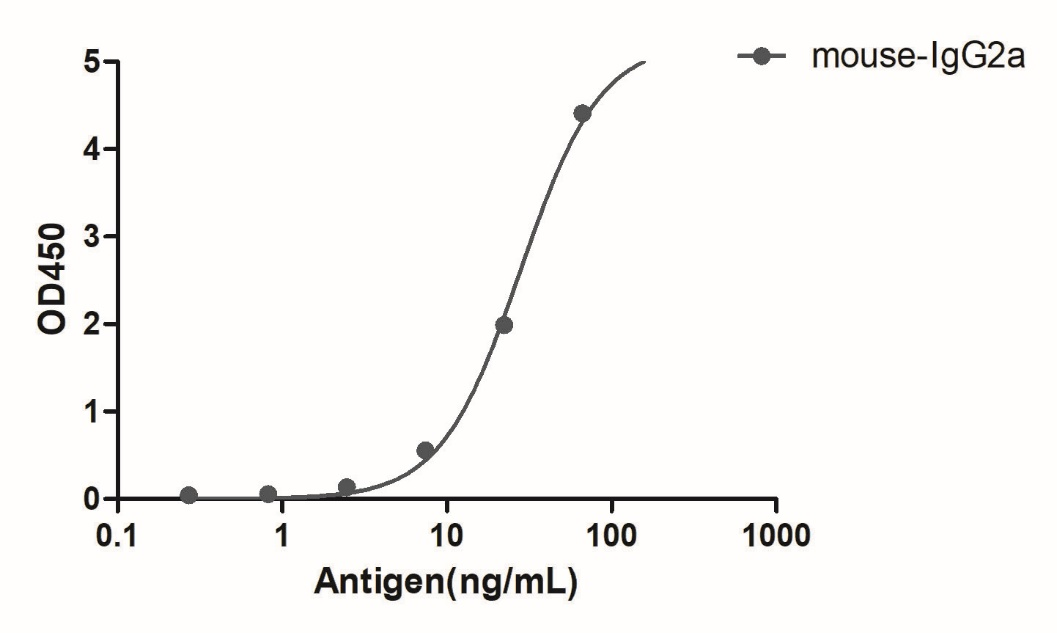 A titer ELISA of mouse IgG2a-Anti-Mouse IgG2a(Fcγ Fragment specific), AlpHcAbs® Goat antibody(Biotin)  