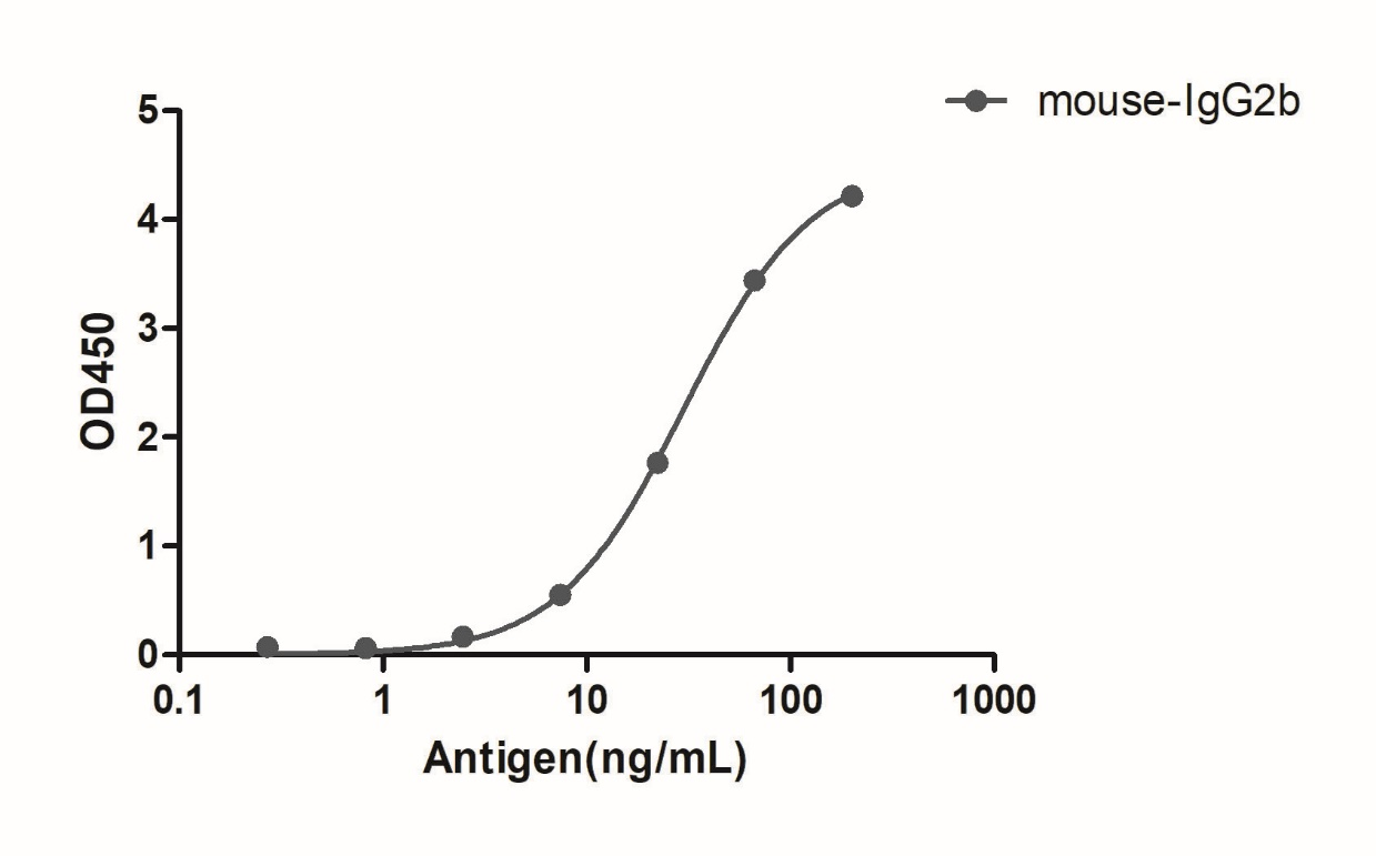 A titer ELISA of mouse IgG2b-Anti-Mouse IgG2b(Fcγ Fragment specific), AlpHcAbs® Goat antibody  